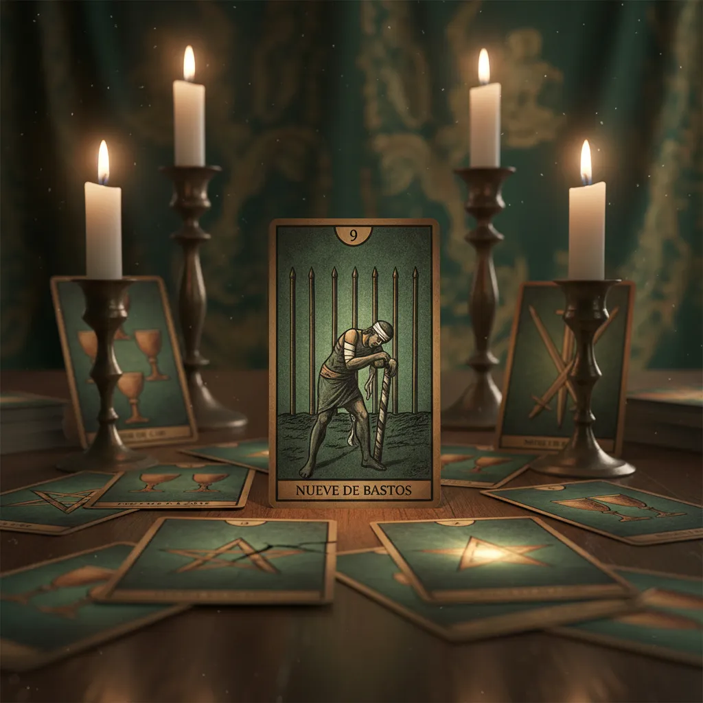 Nueve de Bastos: Significado, Resiliencia y Fuerza Interior
