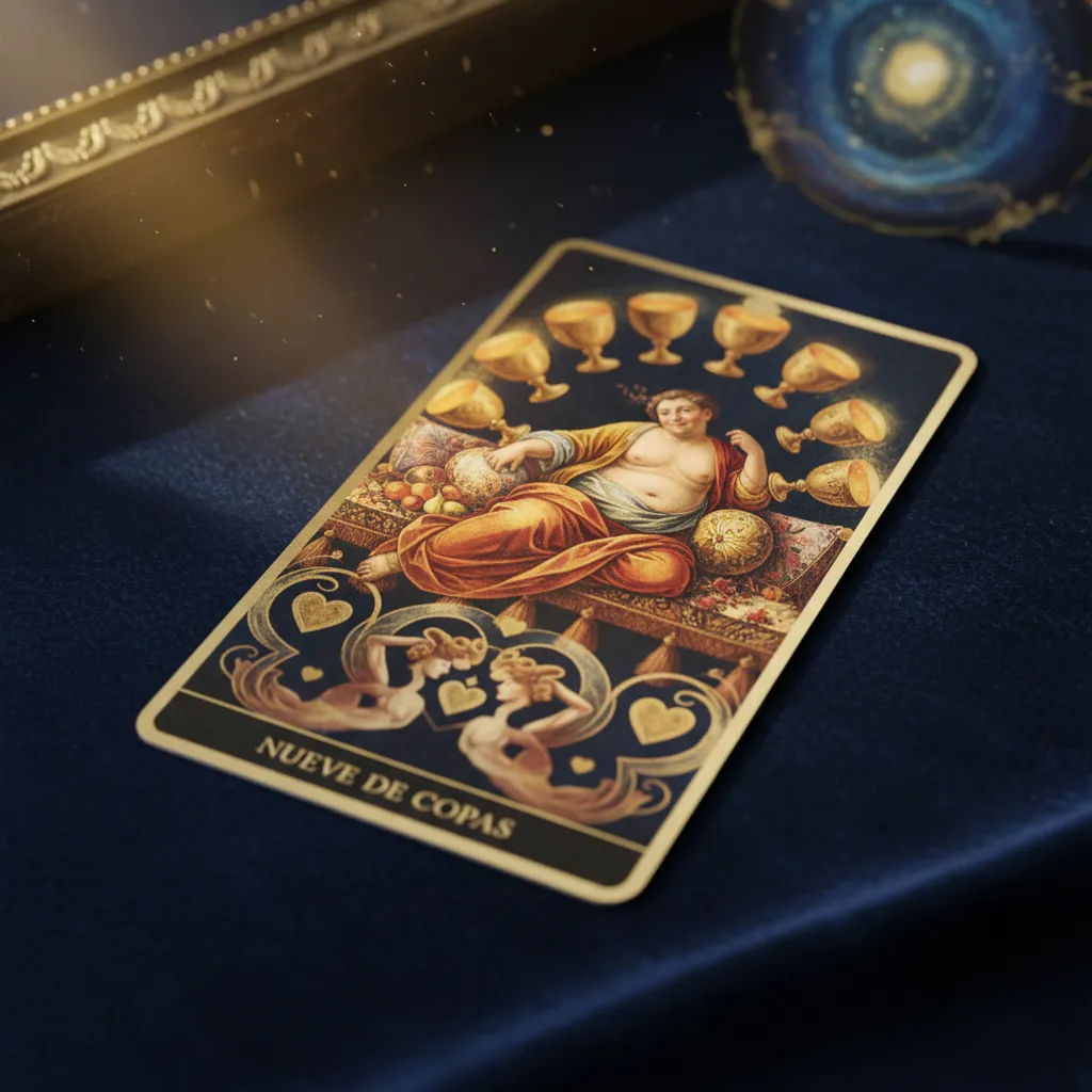 Nueve de Copas en el Tarot: Significado, Amor y Deseos Cumplidos