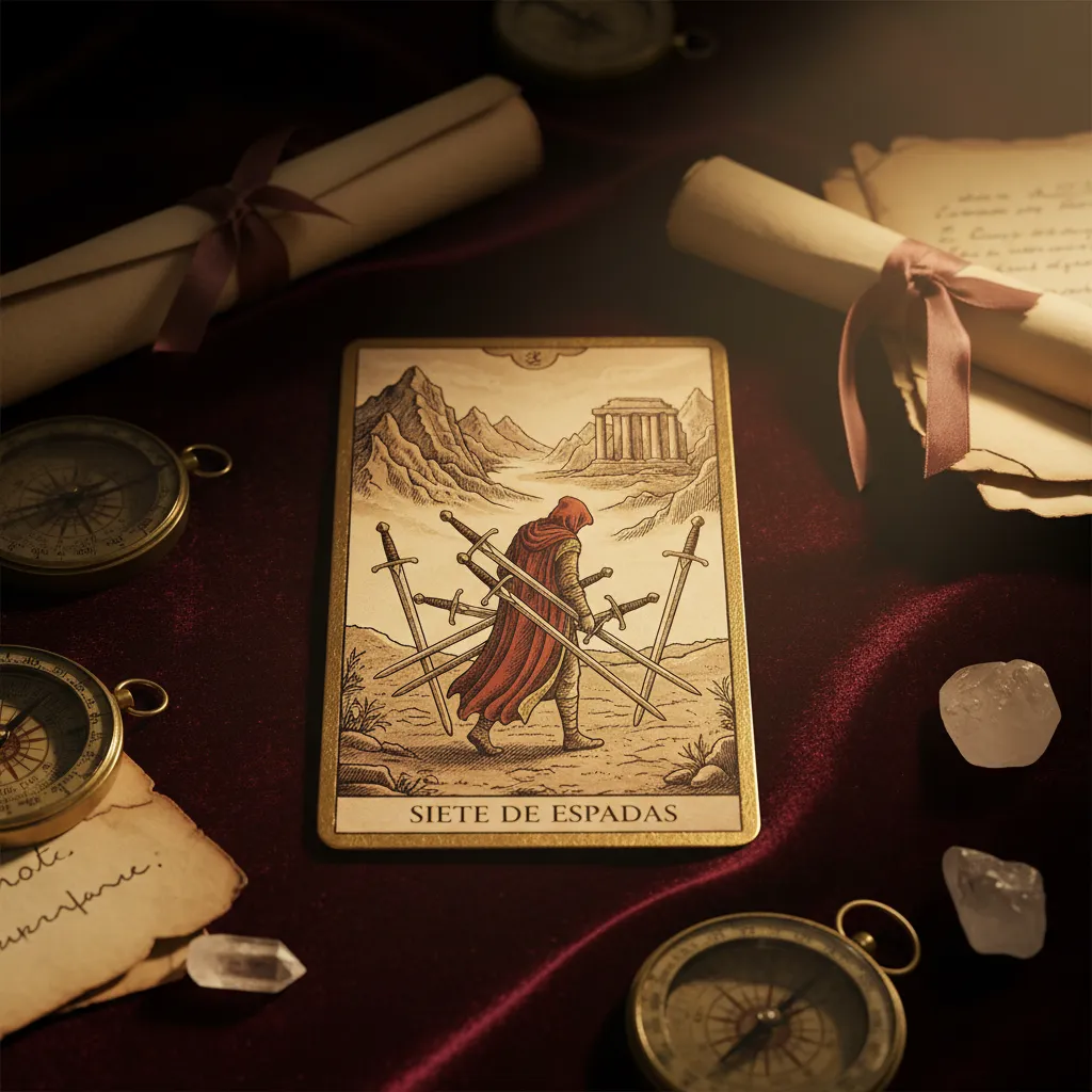 Siete de Espadas: Significado, amor, trabajo y consejos espirituales